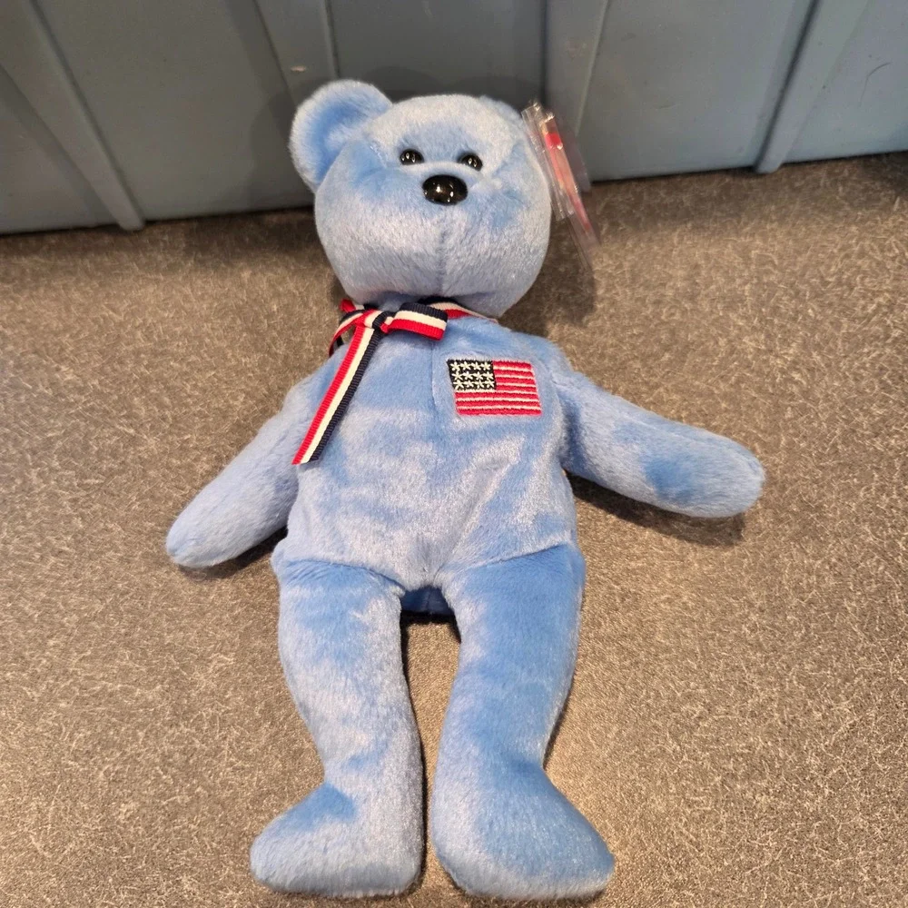 Ty Beanie Baby America‎ the Bear Blue Patriotic 9/11 American Red Cross